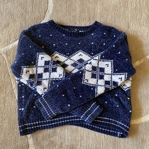Blue and white holiday sweater